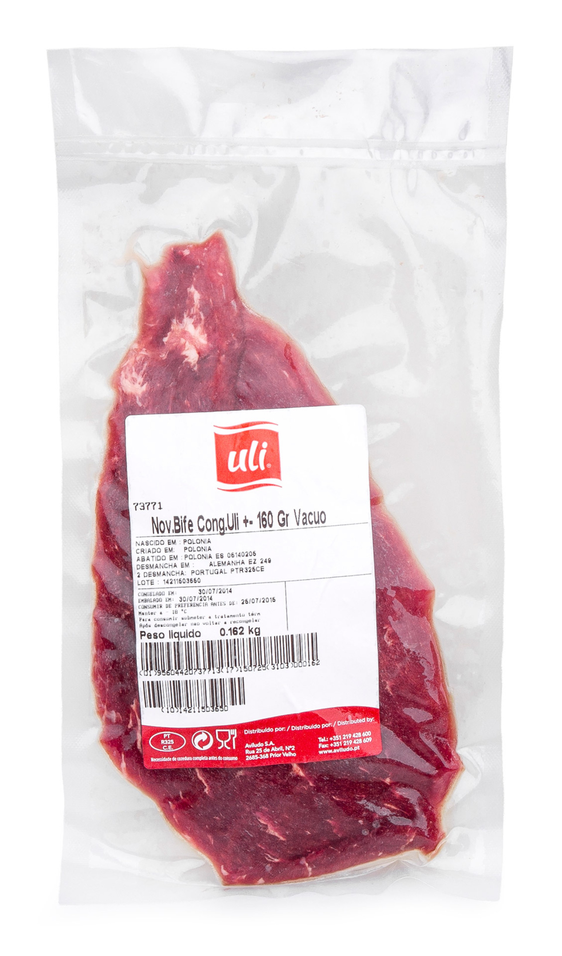 Novilho Bife +/- 160 g Congelado Uli V�cuo