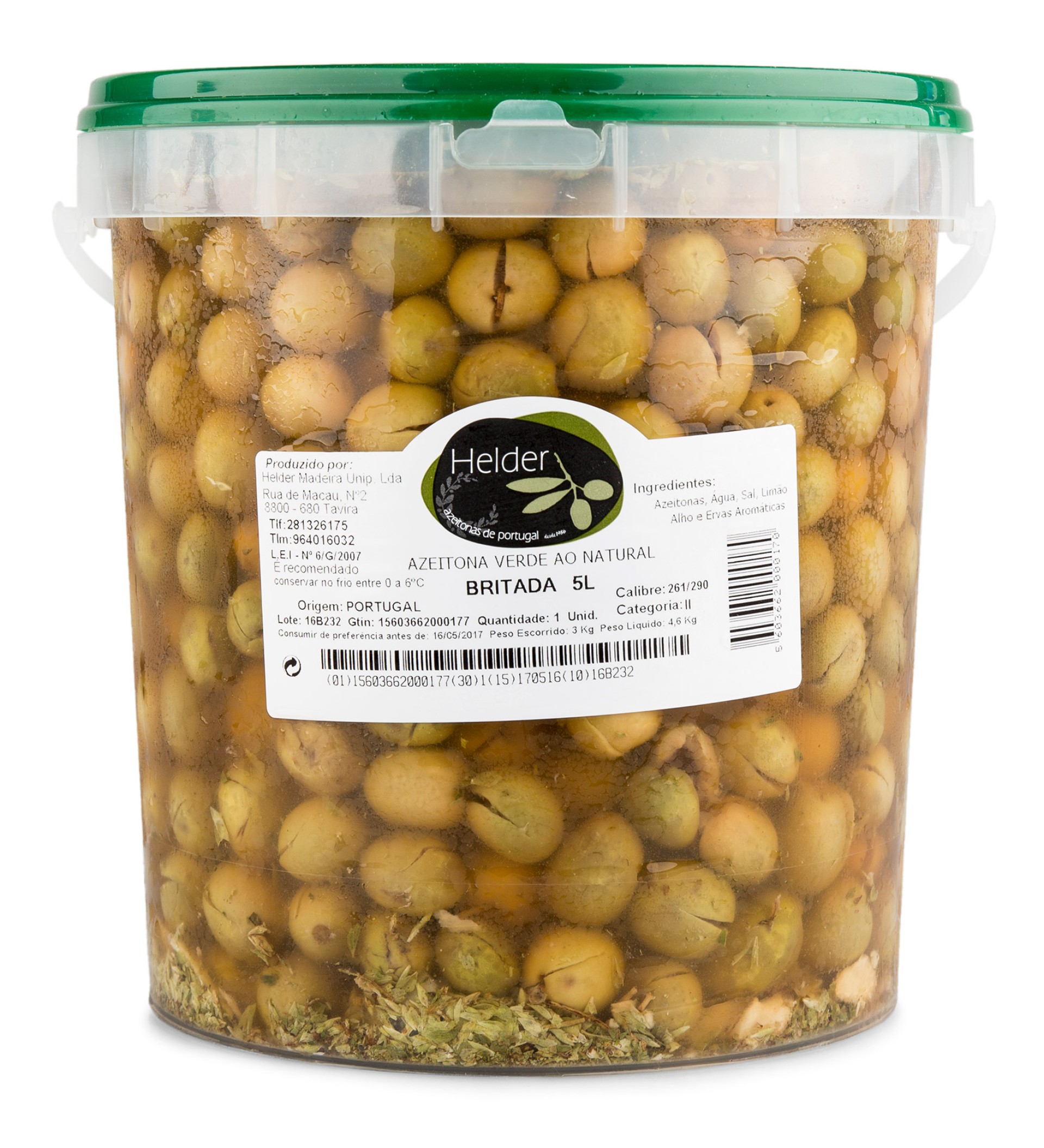 Azeitona Verde Britada Balde 3 kg Azeitona Verde Britada Balde 3 kg