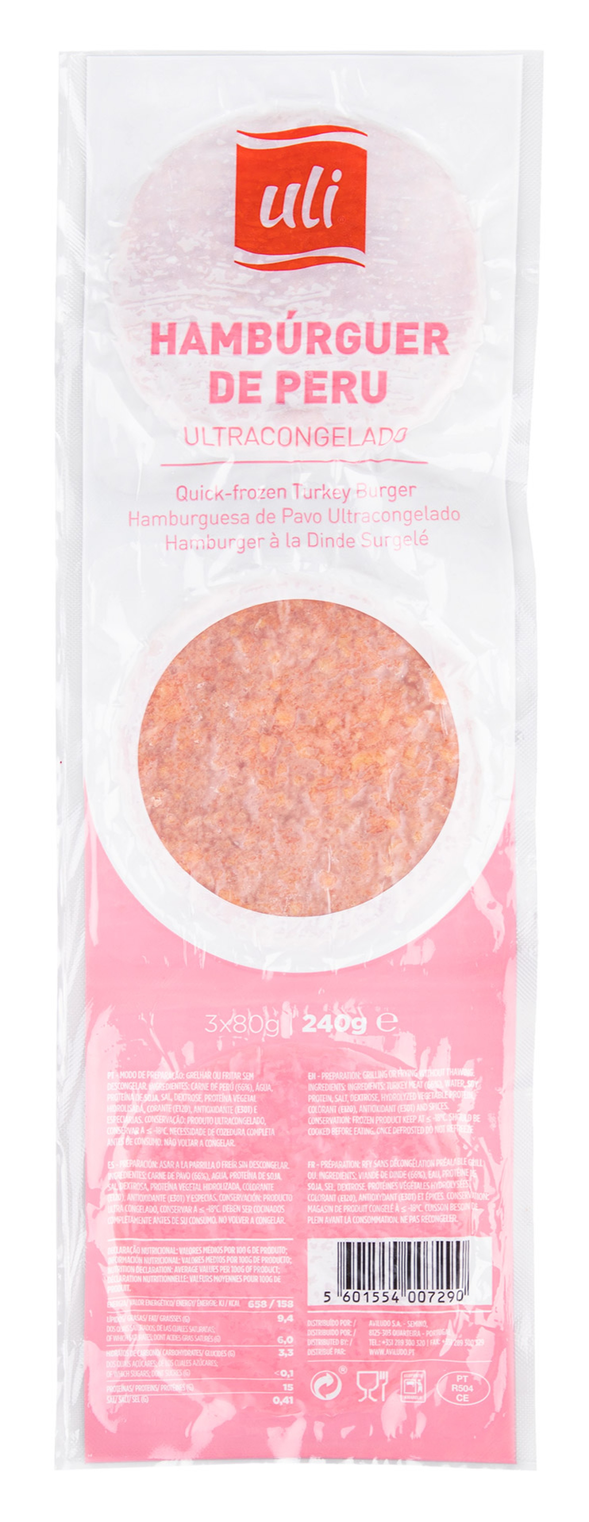 Hambúrguer Peru Congelado Uli 14x(3x80 g) Hambúrguer Peru Congelado Uli 14x(3x80 g)