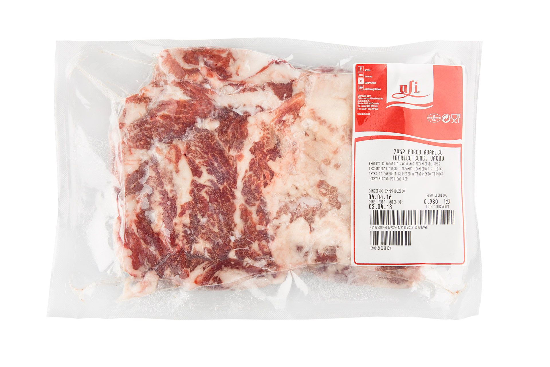 Porco Abanico Ibérico Congelado Uli Vácuo Porco Abanico Ibérico Congelado Uli Vácuo