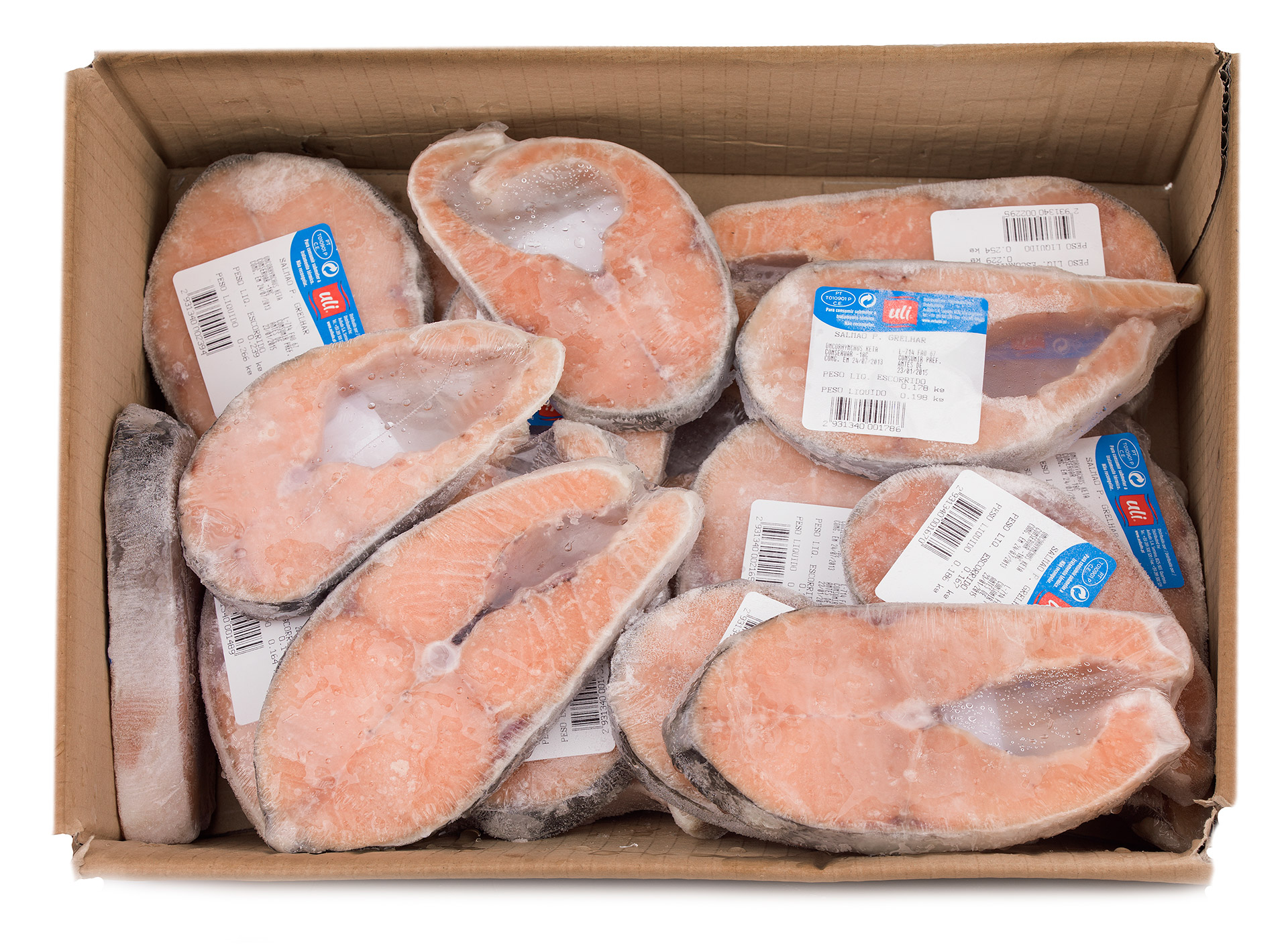 Salmão Posta Grelhar Higienizada Congelada Uli Cx 4 kg Salmão Posta Grelhar Higienizada Congelada Uli Cx 4 kg