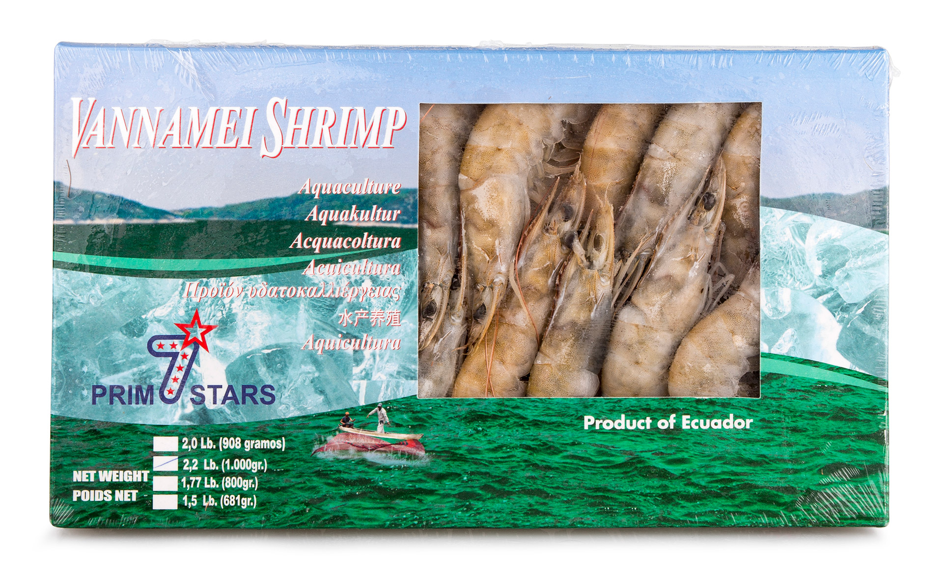 Camarão Vannamei 30/40 Congelado Primstar Cx 1 kg Camarão Vannamei 30/40 Congelado Primstar Cx 1 kg