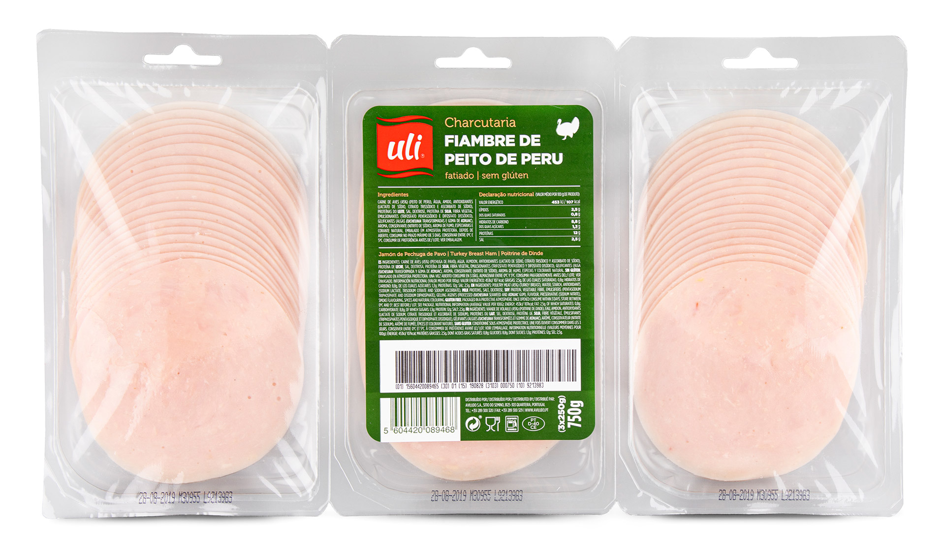 Fiambre Peito Peru Fatiado Uli 3x250 g Fiambre Peito Peru Fatiado Uli 3x250 g