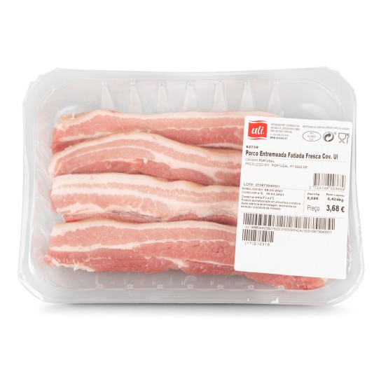 Porco Entremeada Fatiada Fresca Uli Cuvete