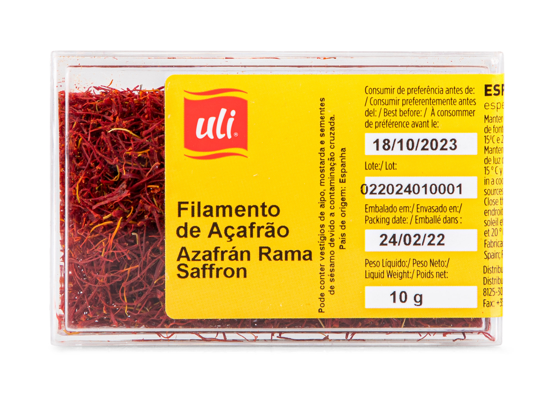 Filamento de Açafrão Uli Cx 10 g Filamento de Açafrão Uli Cx 10 g