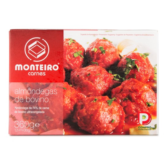 Almndegas Bovino Congeladas Monteiro Carnes 12x360 g