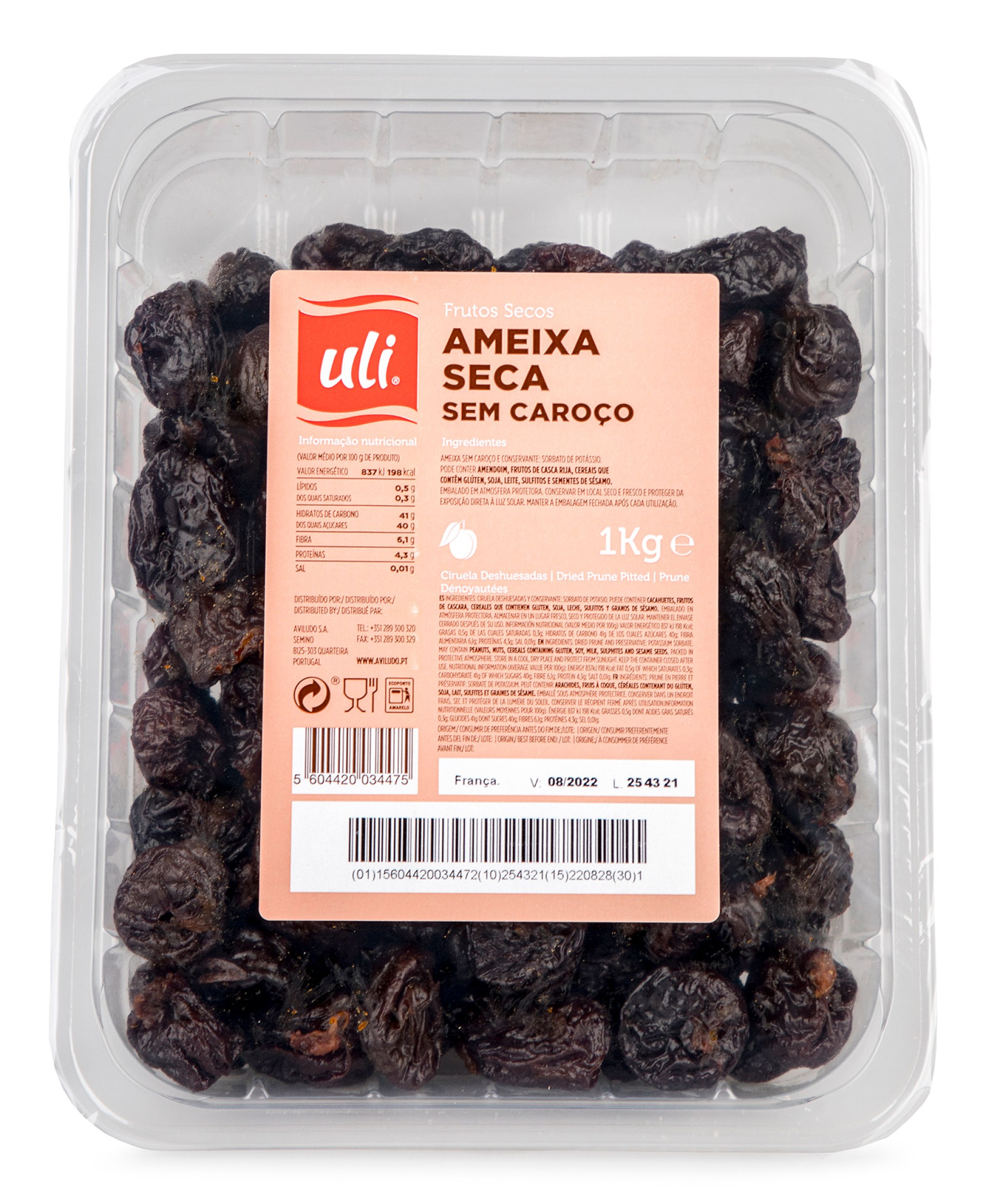 Ameixa Seca s/ Caro�o Uli Cuvete 1 kg