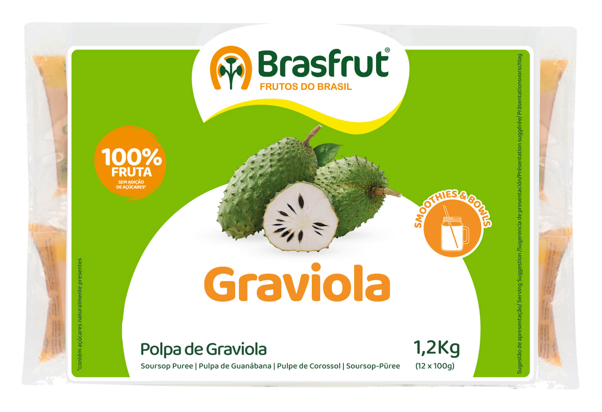 Polpa Fruta Graviola Congelada 12x100 g