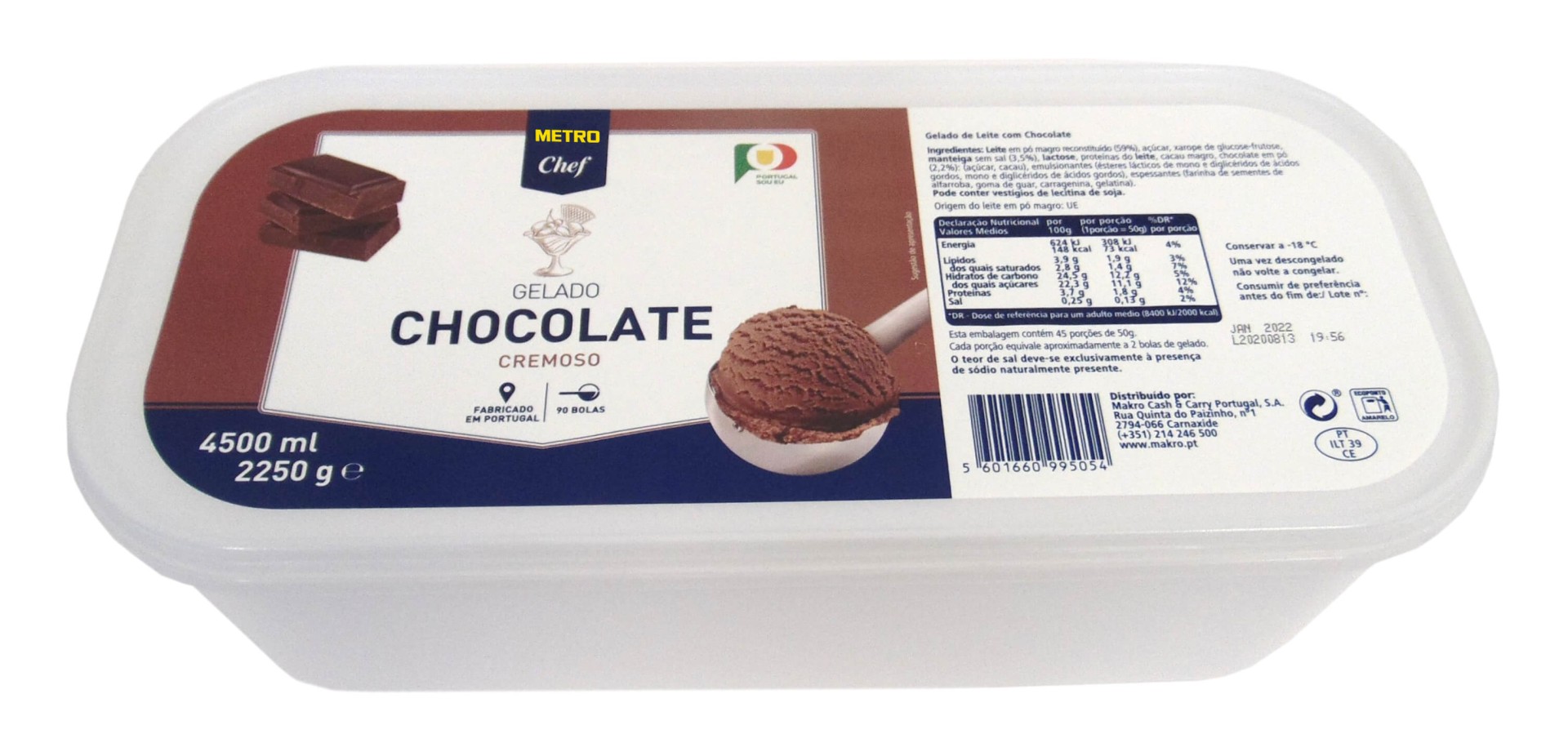 Gelado Chocolate Congelado METRO Chef Cuba 4,5 l Gelado Chocolate Congelado METRO Chef Cuba 4,5 l