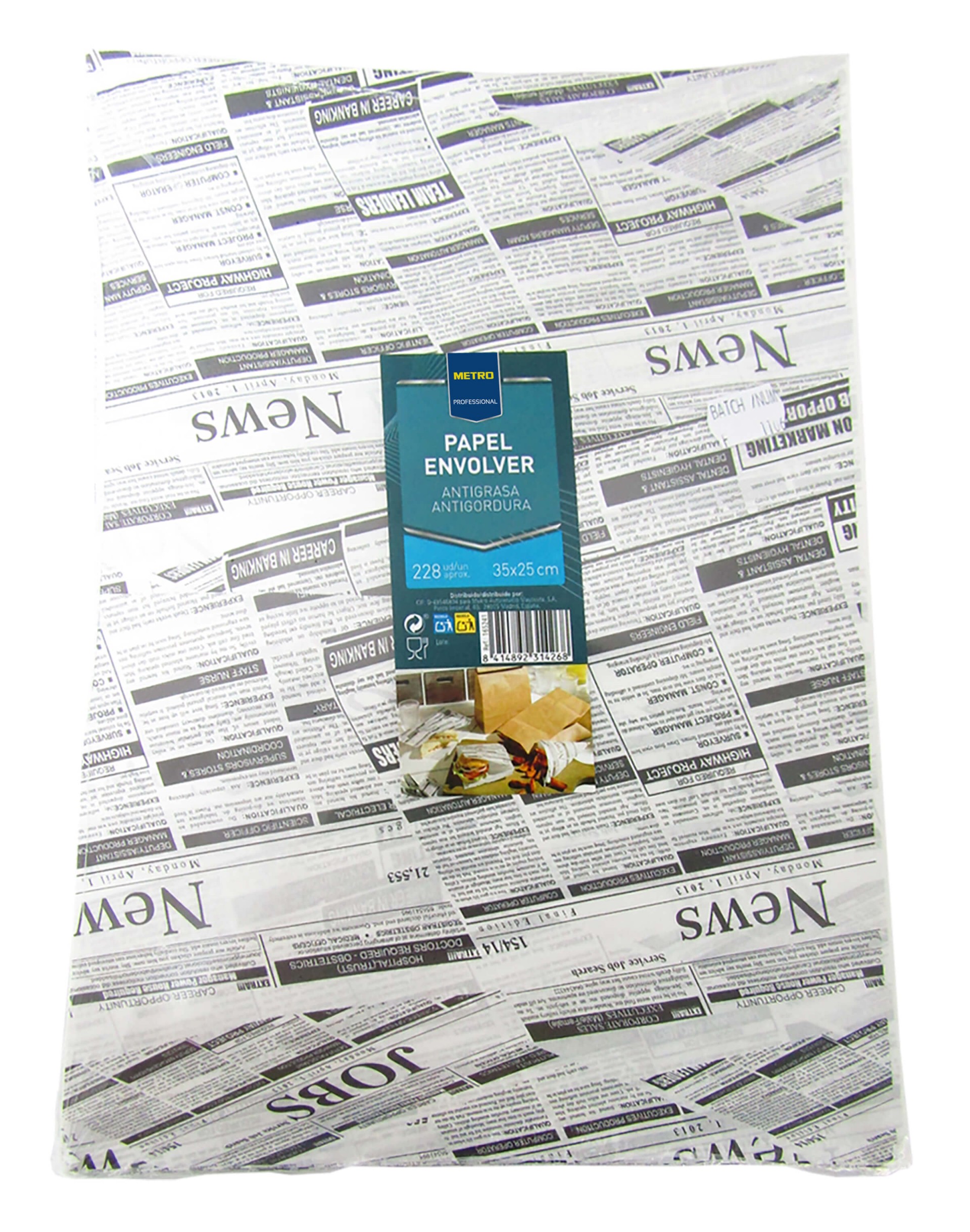 Papel Anti Gordura 35X25 cm METRO Profissional Emb. 228 Un Papel Anti Gordura 35X25 cm METRO Profissional Emb. 228 Un
