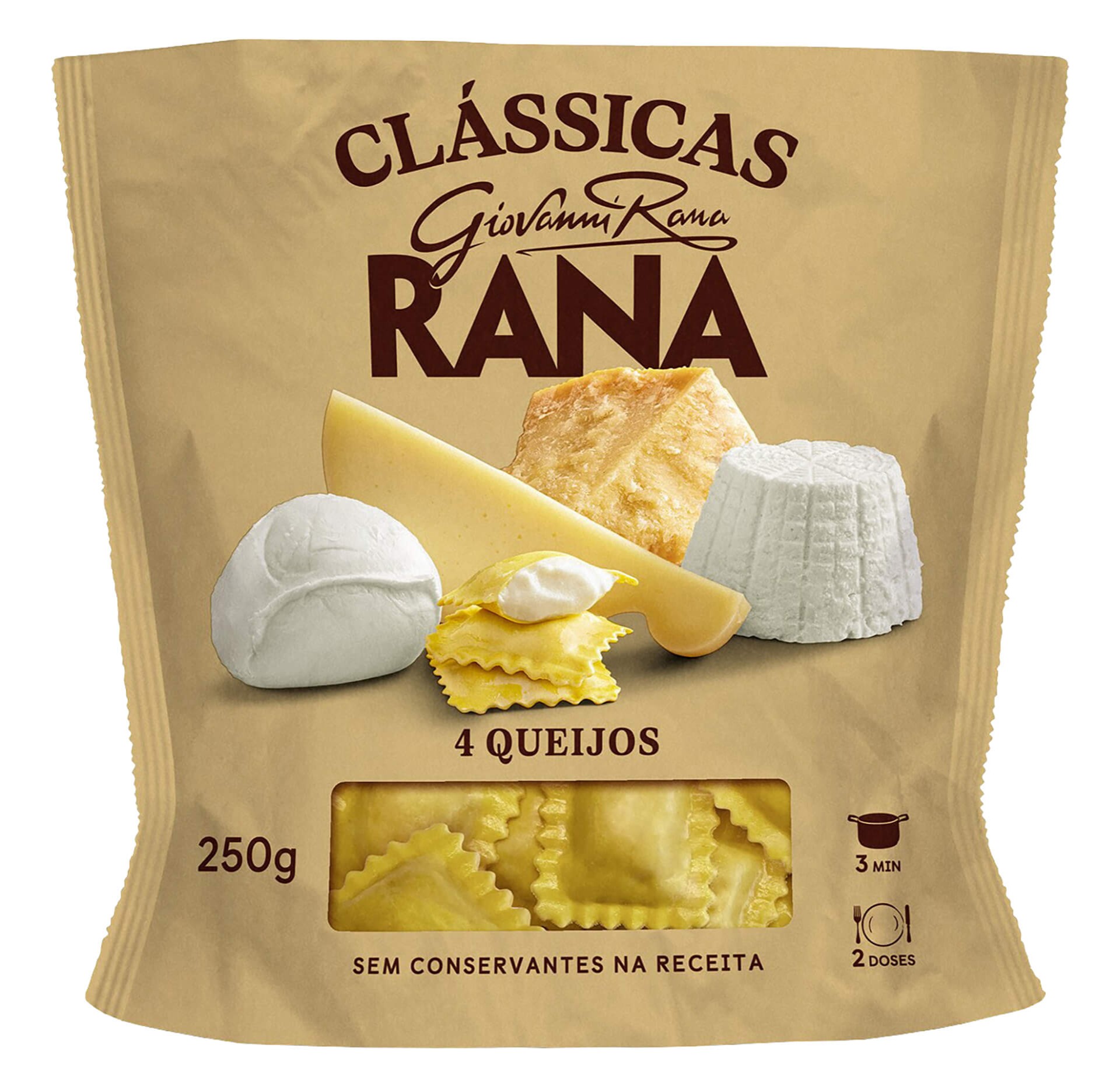 Massa Ravioli 4 Queijos Fresca Rana 8x250 g
