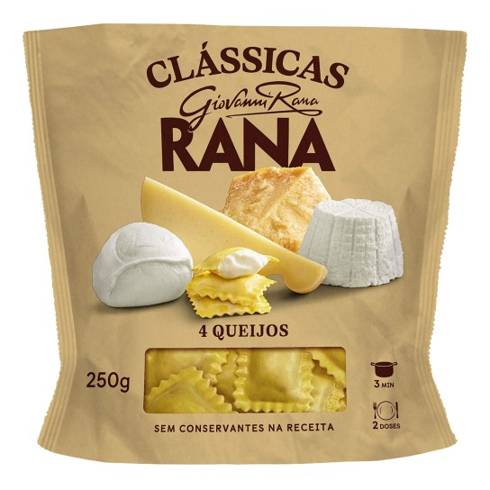 Massa Ravioli 4 Queijos Fresca Rana 8x250 g