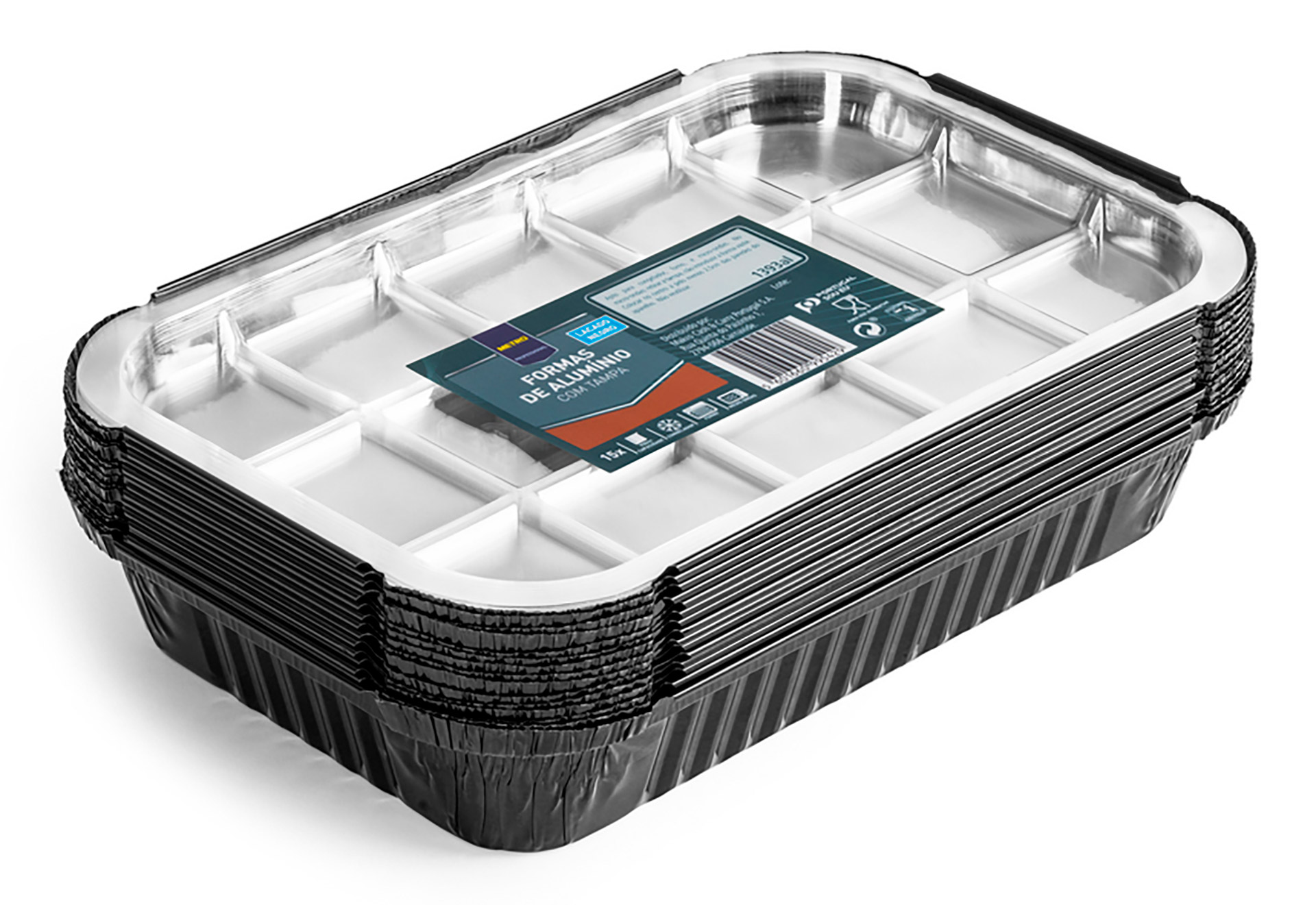 Forma Alum�nio c/ Tampa 950 ml METRO Profissional Emb. 15 Un