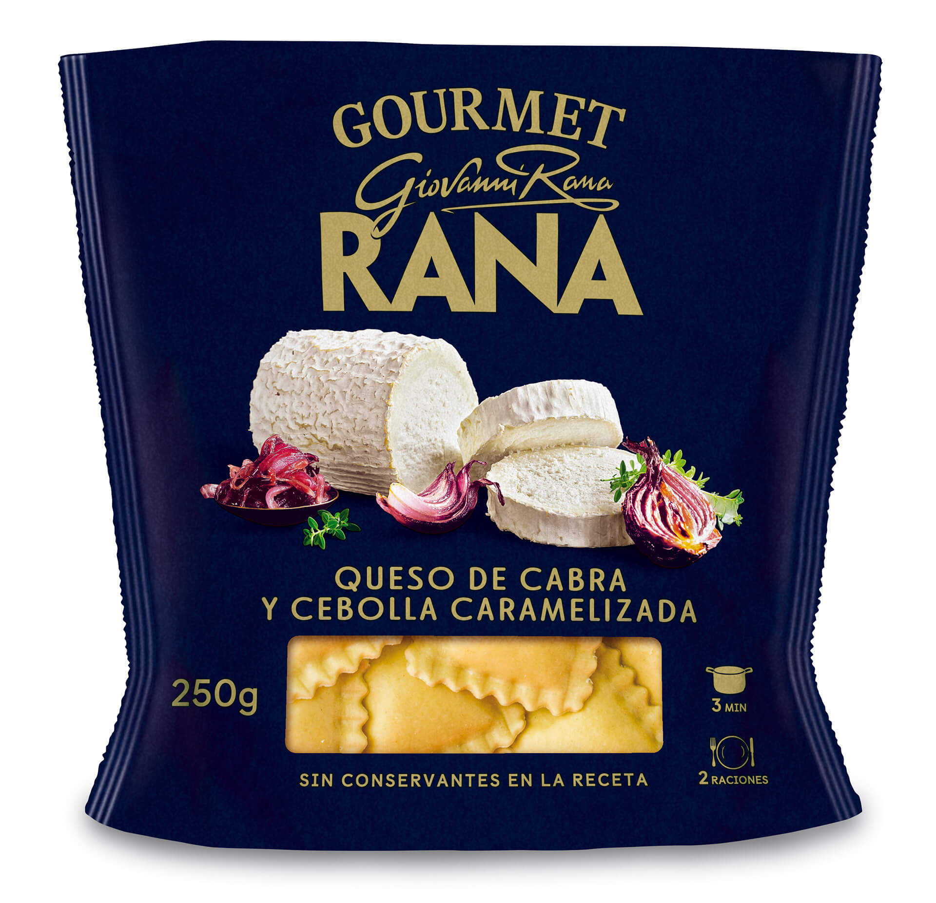 Massa Ravioli Queijo Cabra/Cebola Caramelizada Fresco Rana 8x250 g