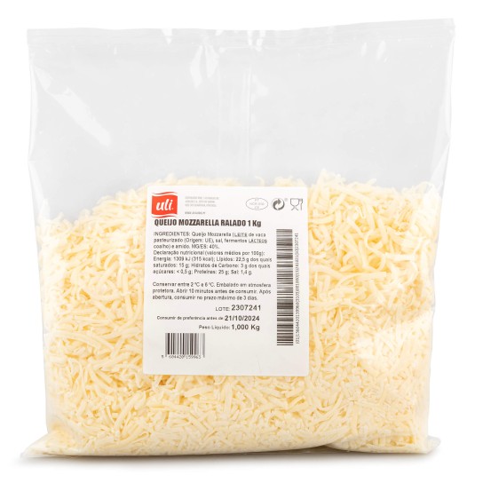 Queijo Mozzarella Ralado Uli 1 kg
