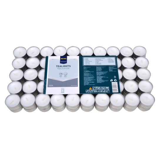 Vela Tealights 8 Horas METRO Profissional 100 Un