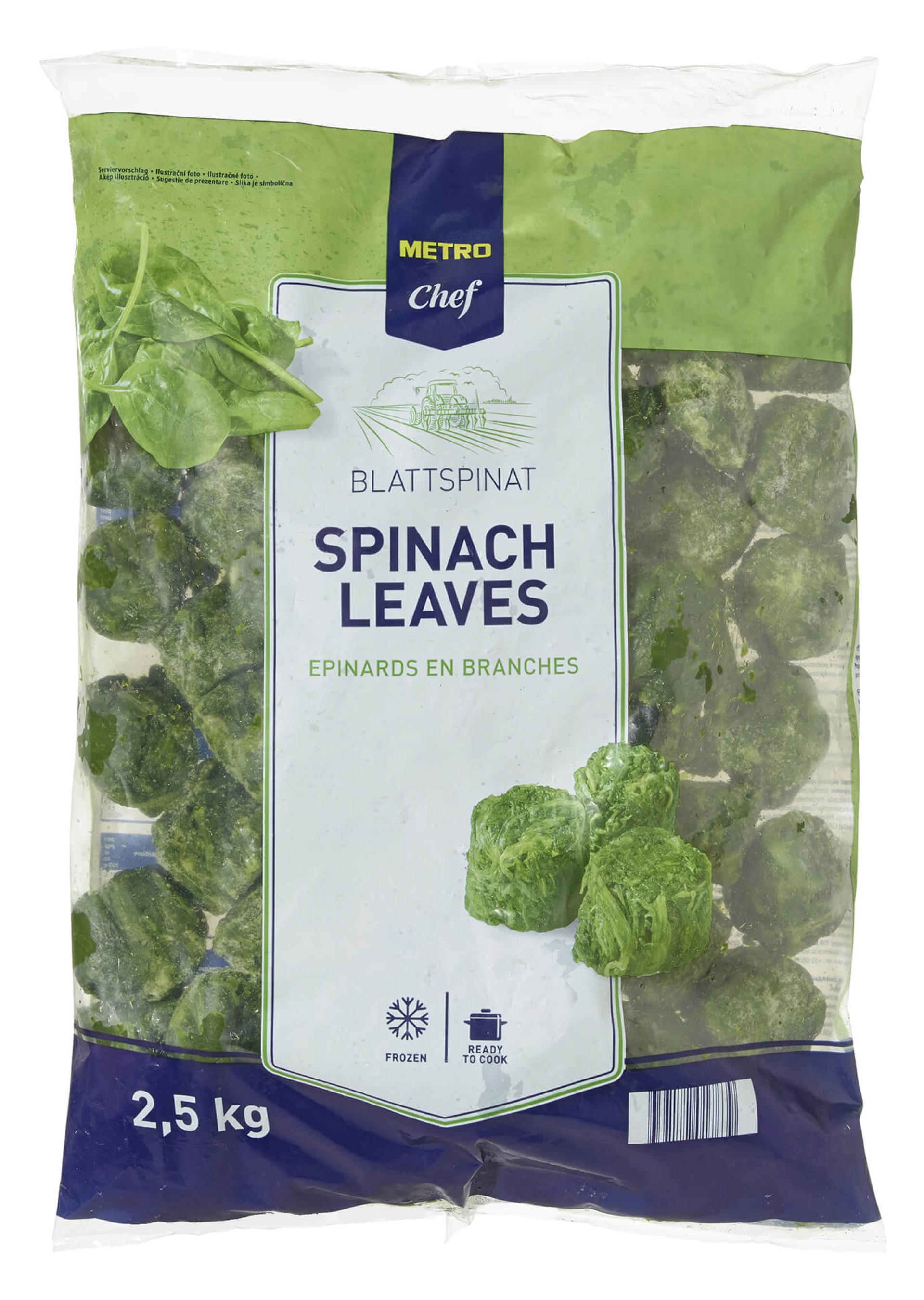 Espinafres Folha Congelados METRO Chef 4x2,5 kg