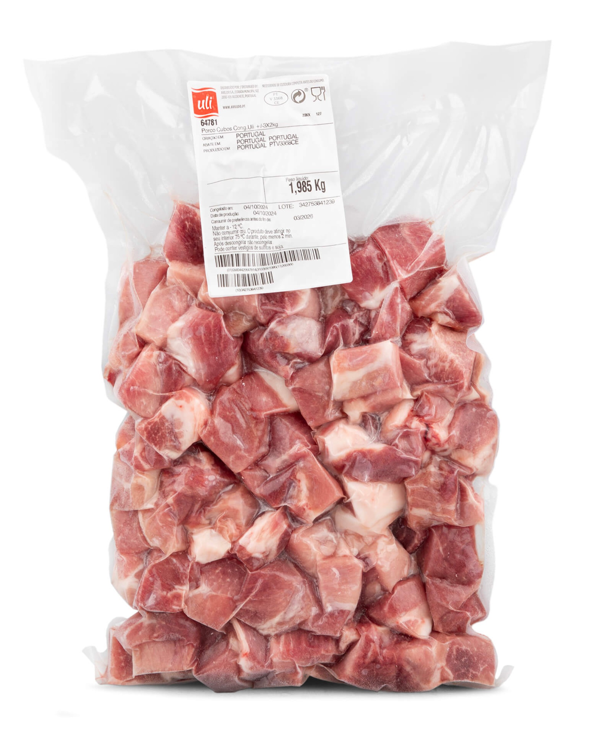 Porco Cubos Congelados Uli 3x(+/- 2 kg)