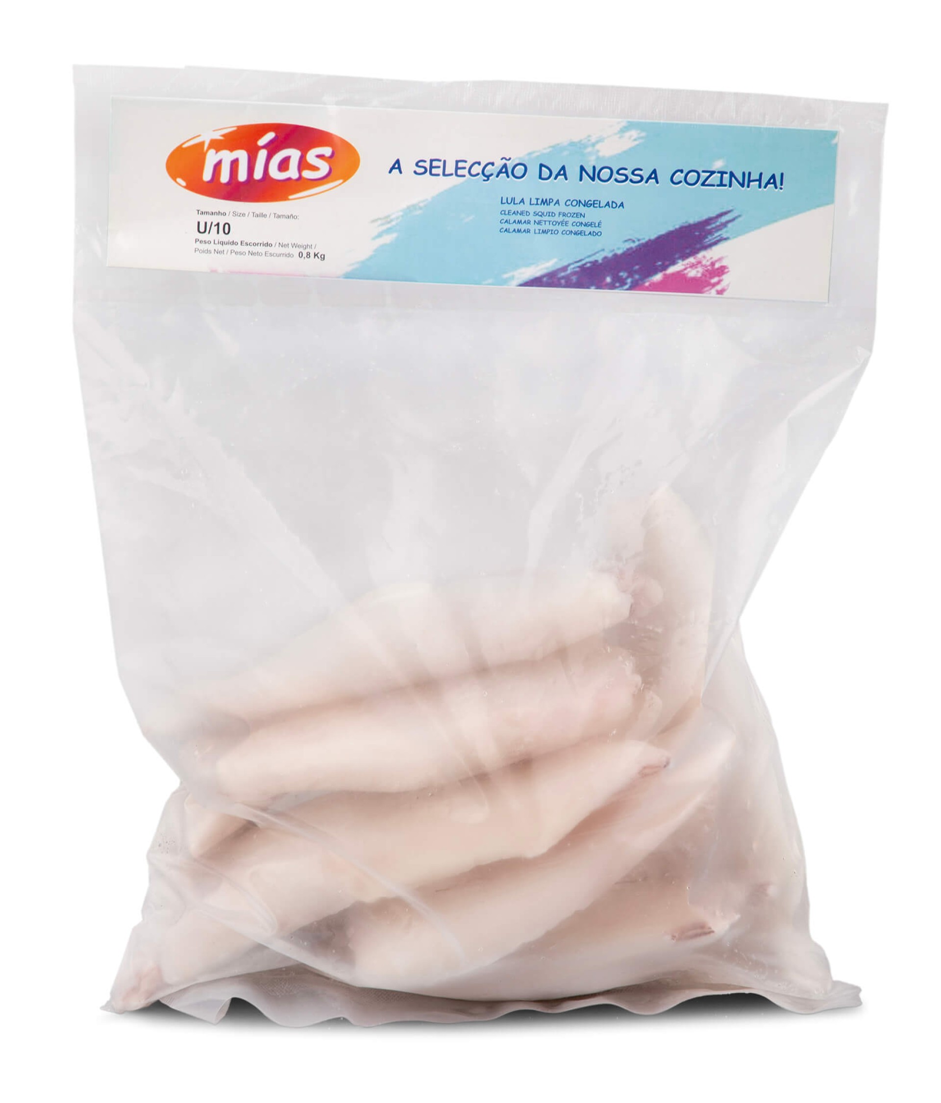 Lula Limpa U/10 Congelada 10x800 g
