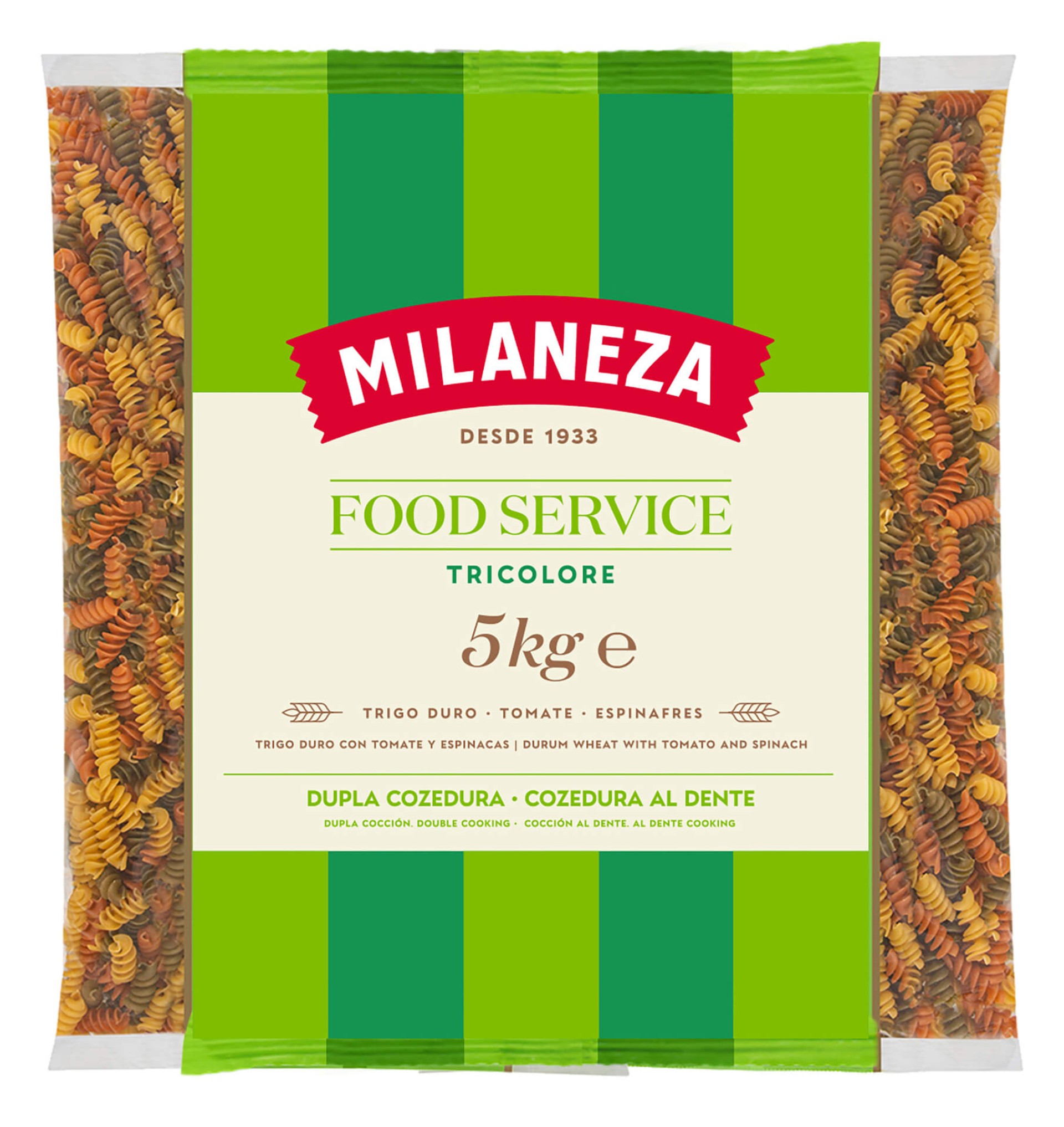 Massa Espirais Tricolores Milaneza 5 kg Massa Espirais Tricolores Milaneza 5 kg