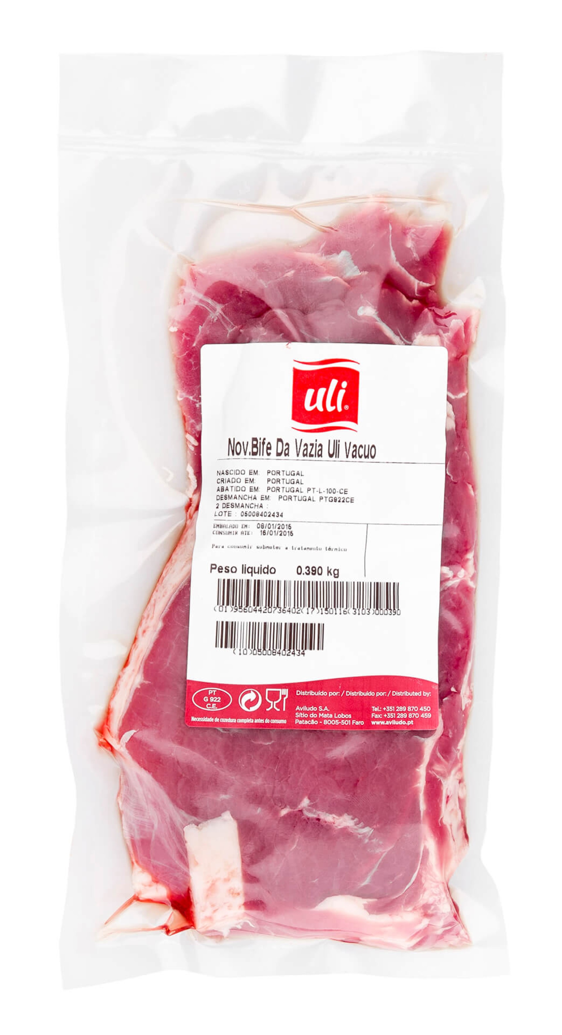 Novilho Bife Vazia 320/350 g Congelado Uli V�cuo