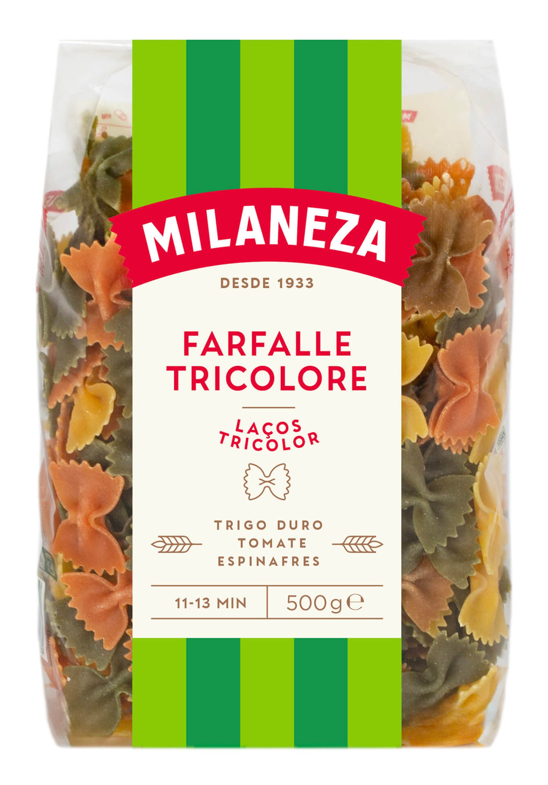Massa Laços Tricolores Milaneza 10x500 g Massa Laços Tricolores Milaneza 10x500 g