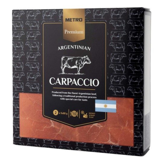 Novilho Carpaccio Congelado METRO Premium 2x(5x80 g)