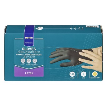 Luvas Latex Pretas Tamanho L METRO Profissional Emb. 100 Un