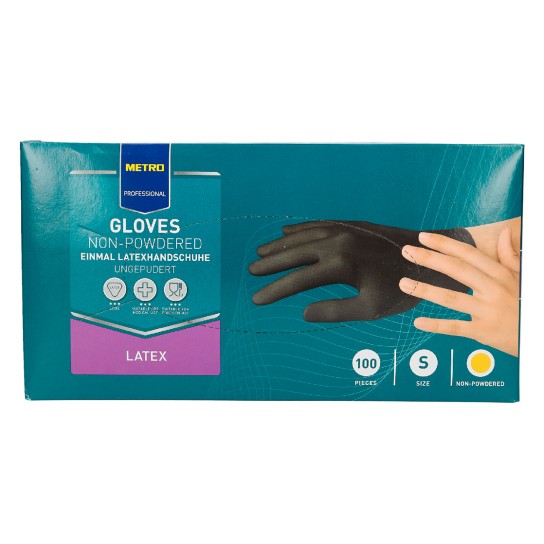 Luvas Latex Pretas Tamanho S METRO Profissional Emb. 100 Un