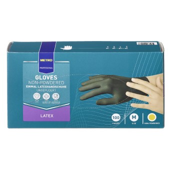 Luvas Latex Pretas Tamanho M METRO Profissional Emb. 100 Un