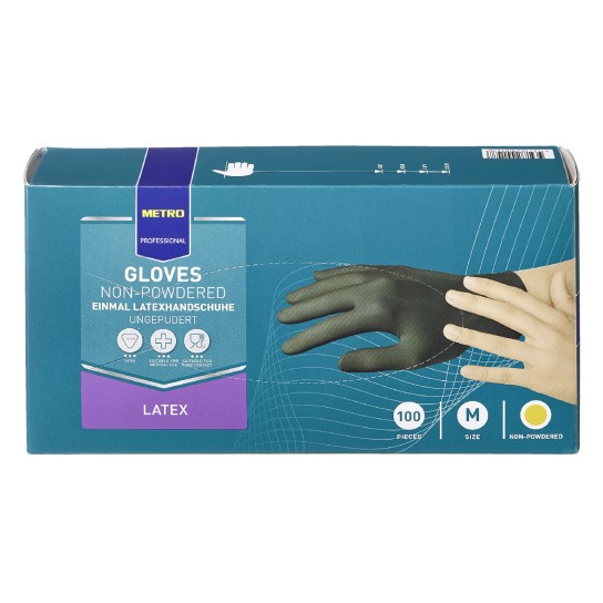 Luvas Latex Pretas Tamanho M METRO Profissional Emb. 100 Un
