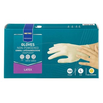 Luvas Latex Brancas Tamanho L METRO Profissional Emb. 100 Un