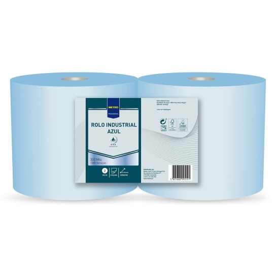 Rolo Industrial Azul 2 Folhas 300m METRO Profissional Emb. 2 Un
