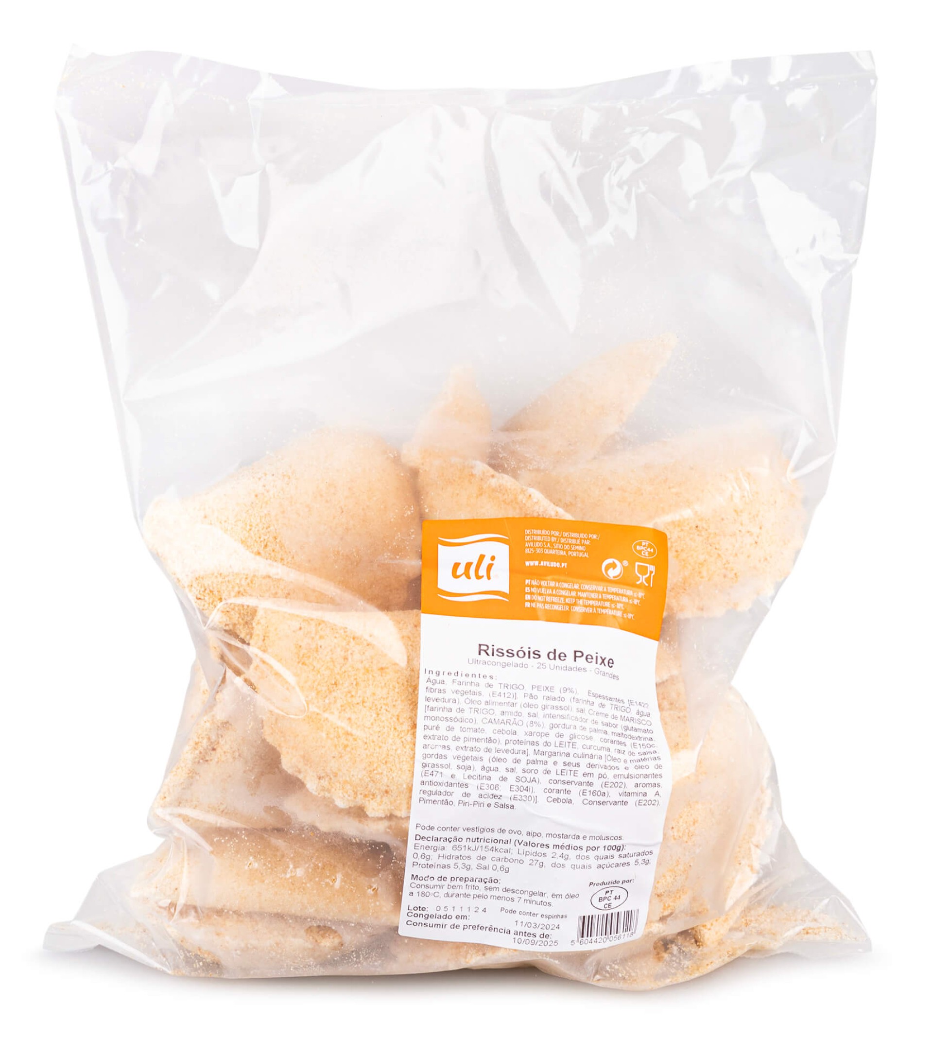 Rissóis Peixe Grandes Congelados Uli Cx 50 Un Rissóis Peixe Grandes Congelados Uli Cx 50 Un