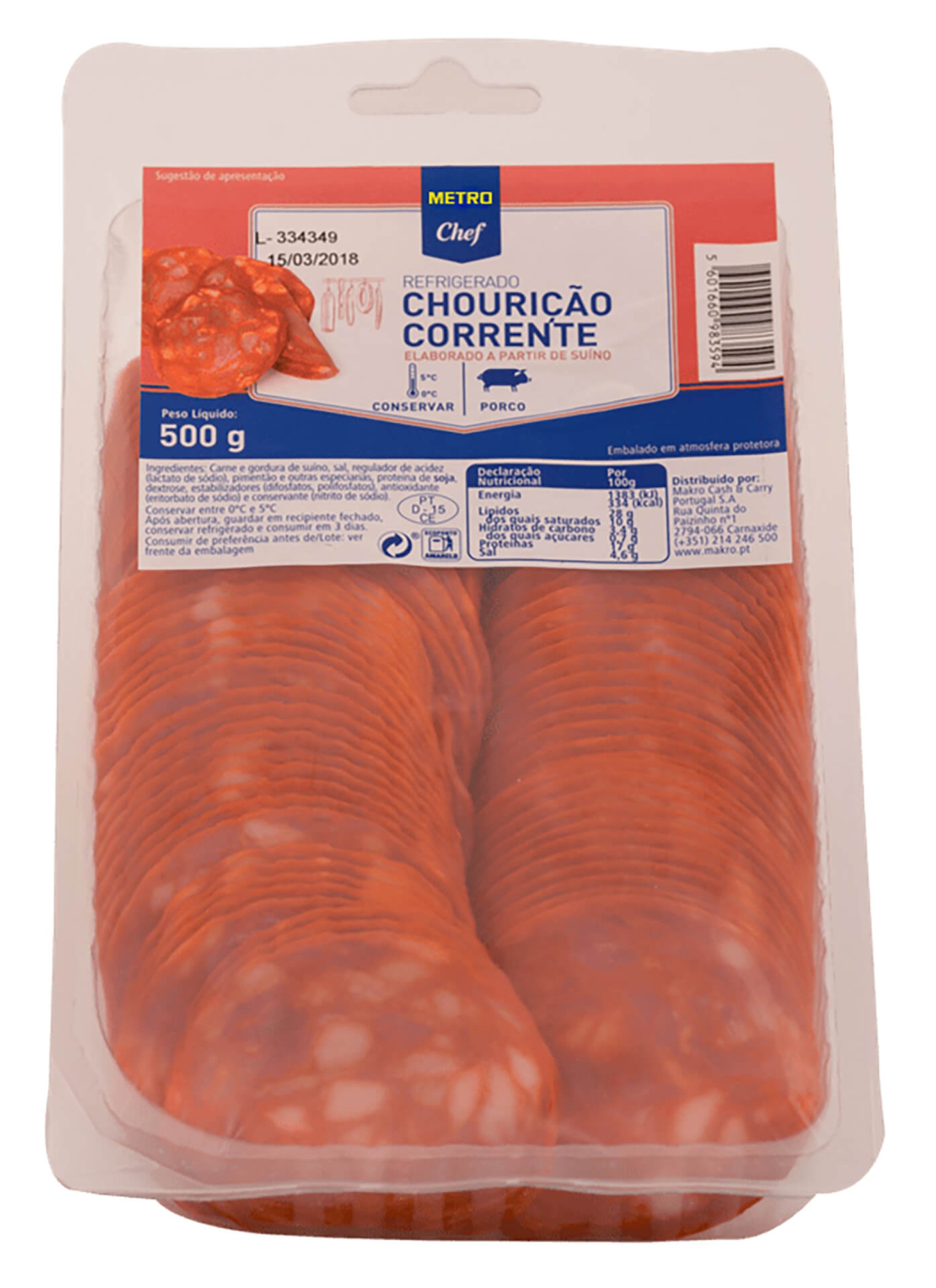 Chouri��o Corrente Fatiado METRO Chef 500 g