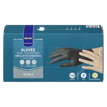 Luvas Nitrilo Pretas Tamanho S METRO Profissional Emb. 100 Un
