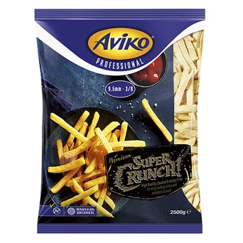 Batata Premium Super Crunch 9,5/9,5 c/Pele Congelada Aviko 4x2,5 kg