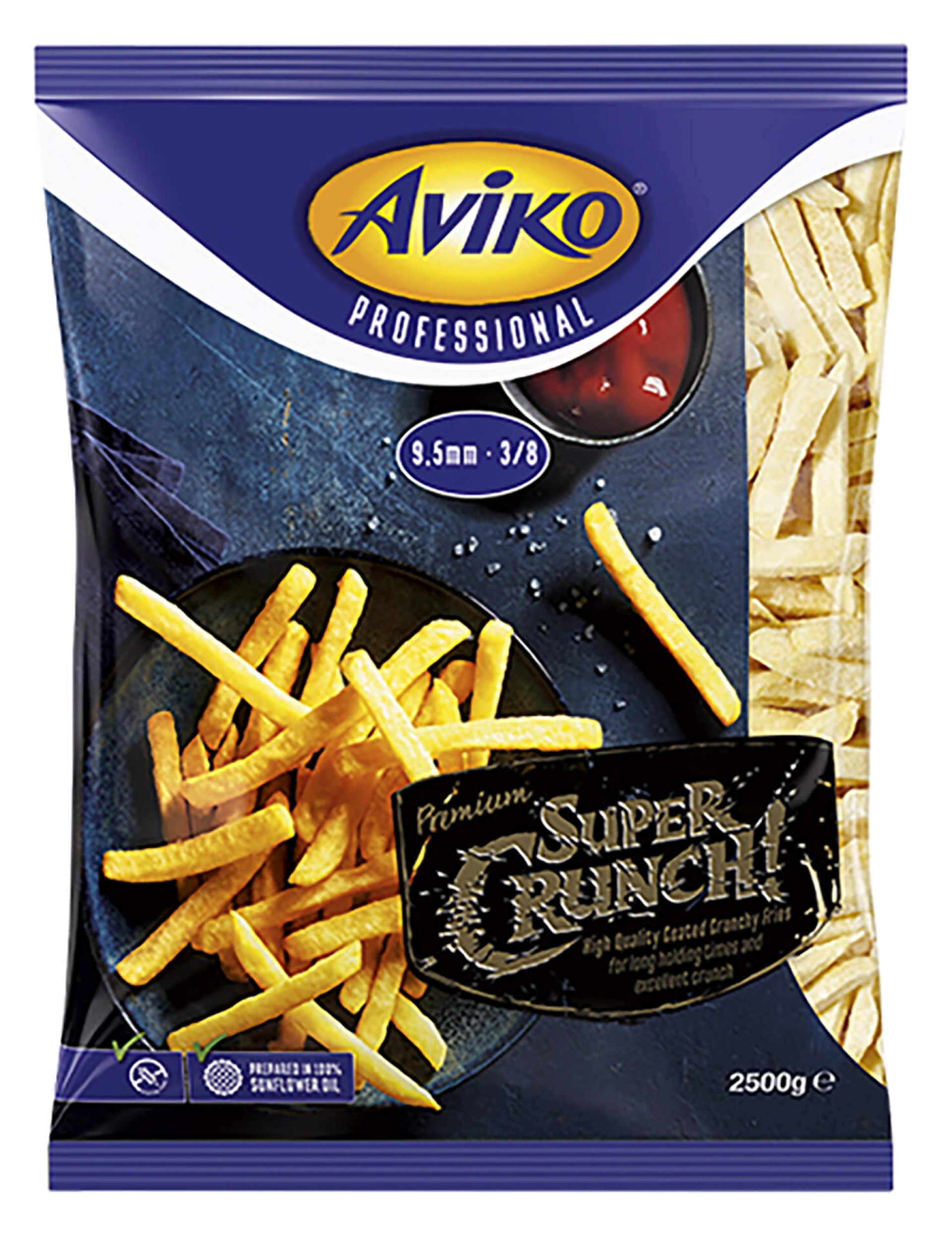 Batata Premium Super Crunch 9,5/9,5 c/Pele Congelada Aviko 4x2,5 kg