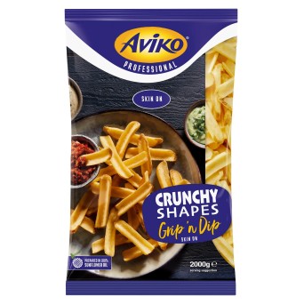 Batata Grip N Dip c/Pele Congelada Aviko 5x2 kg