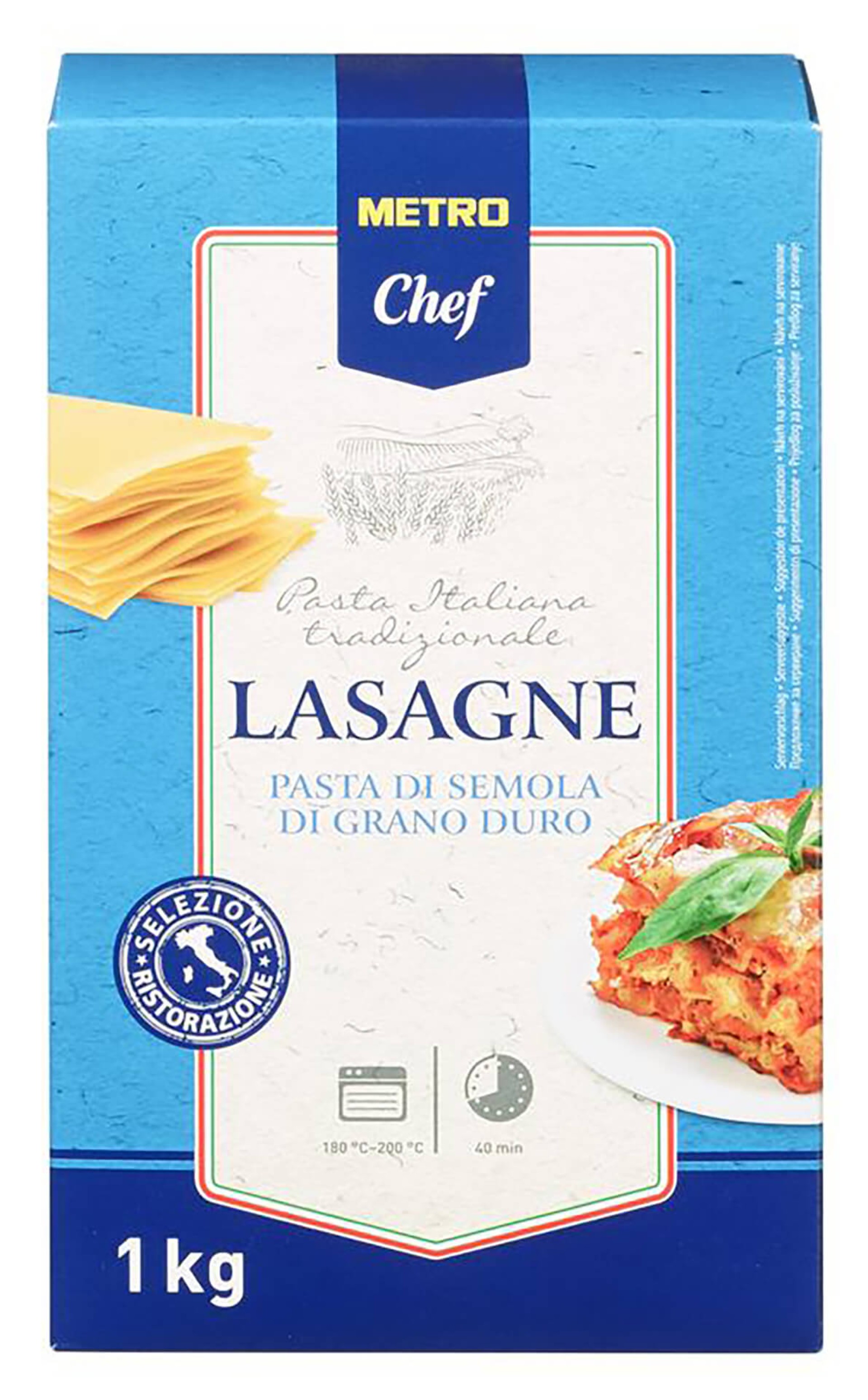 Massa Lasanha Gastro METRO Chef 9x1 kg Massa Lasanha Gastro METRO Chef 9x1 kg