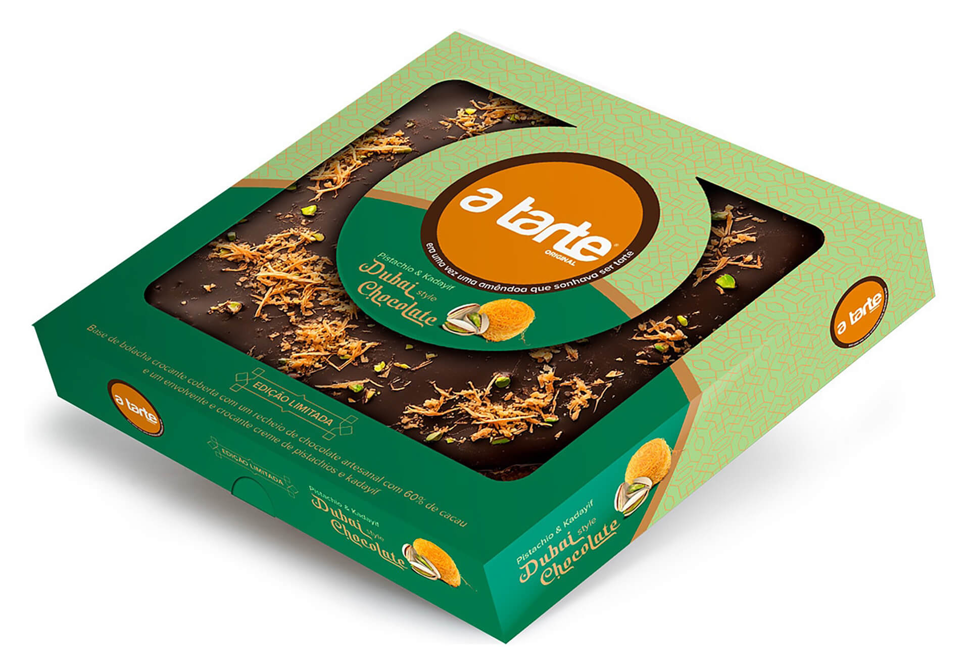 Tarte Dubai Chocolate Fatiada Congelada A Tarte 3x650 g Tarte Dubai Chocolate Fatiada Congelada A Tarte 3x650 g