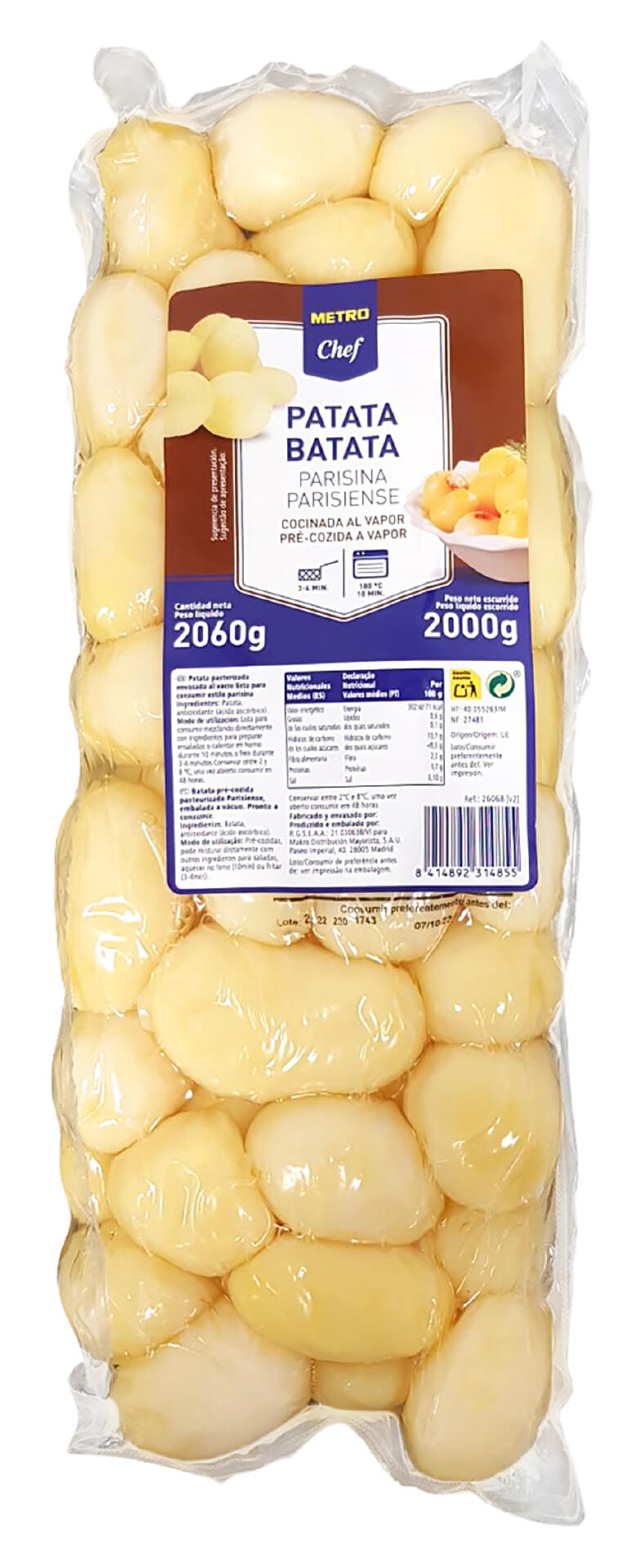 Batata Parisiense Pré Cozida METRO Chef 2 kg Batata Parisiense Pré Cozida METRO Chef 2 kg
