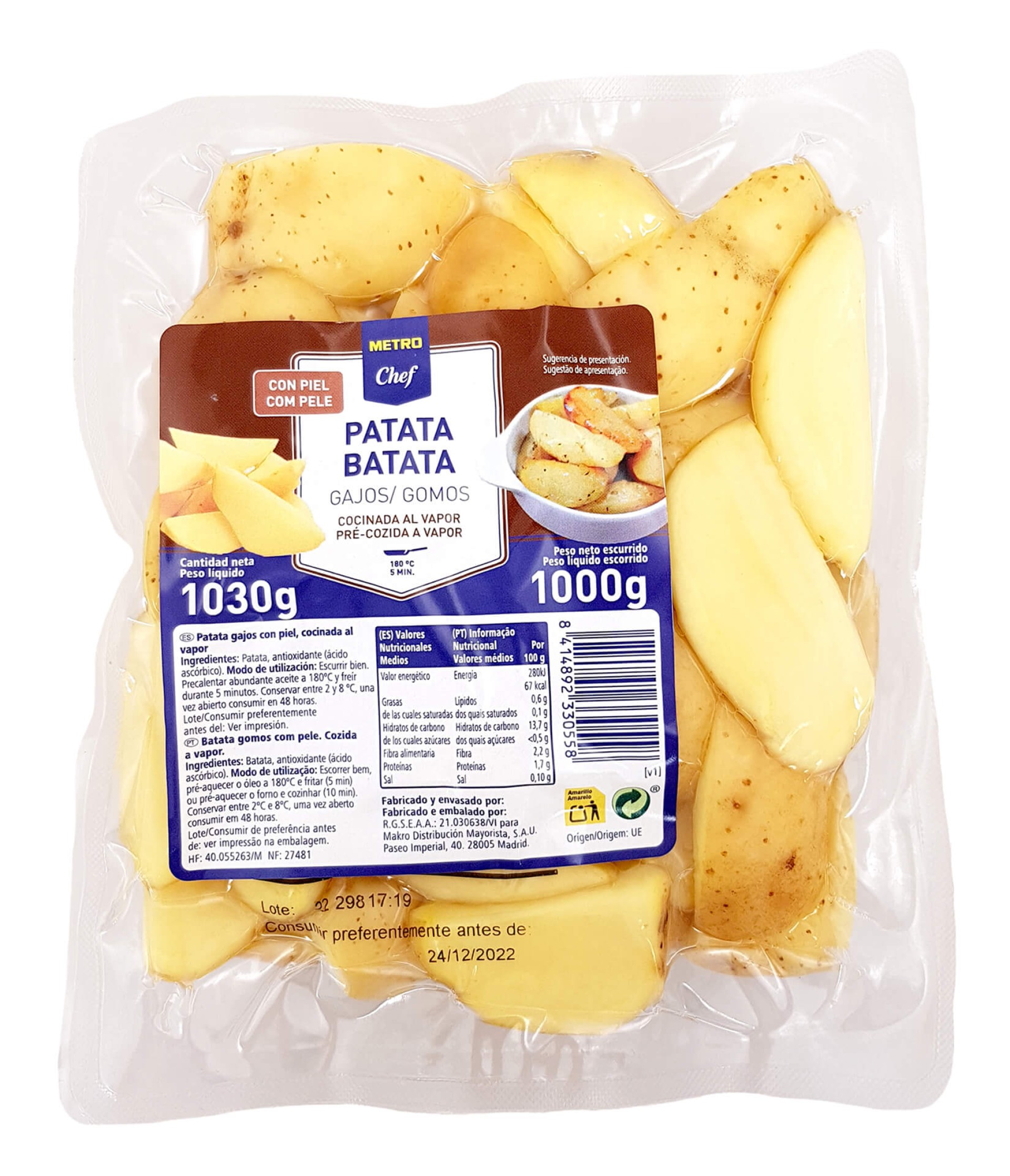 Batata Gomos c/ Pele Pr� Cozida METRO Chef 1 kg