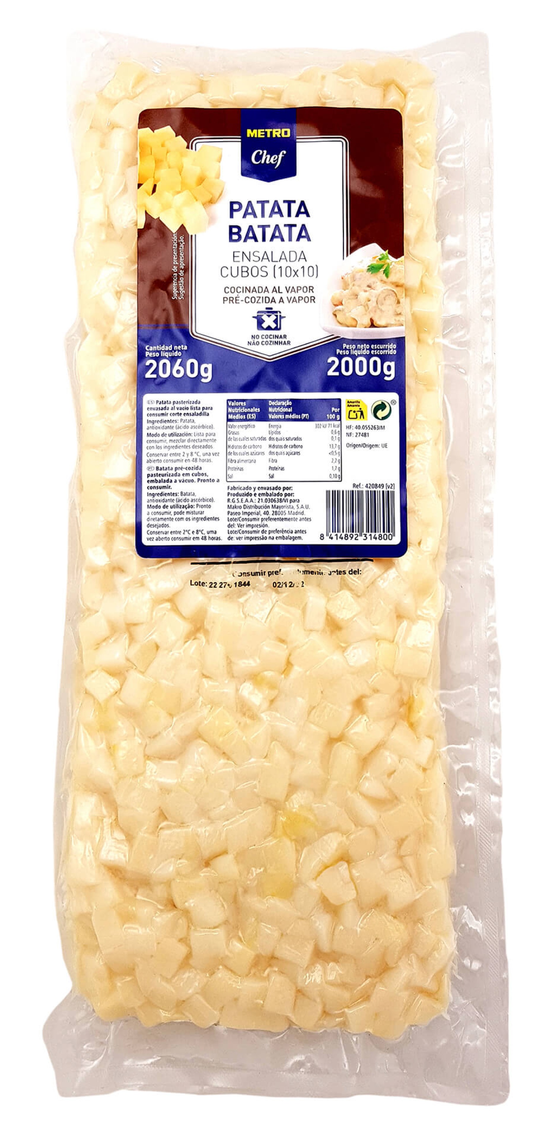 Batata Cubos Pré Cozida METRO Chef 2 kg Batata Cubos Pré Cozida METRO Chef 2 kg