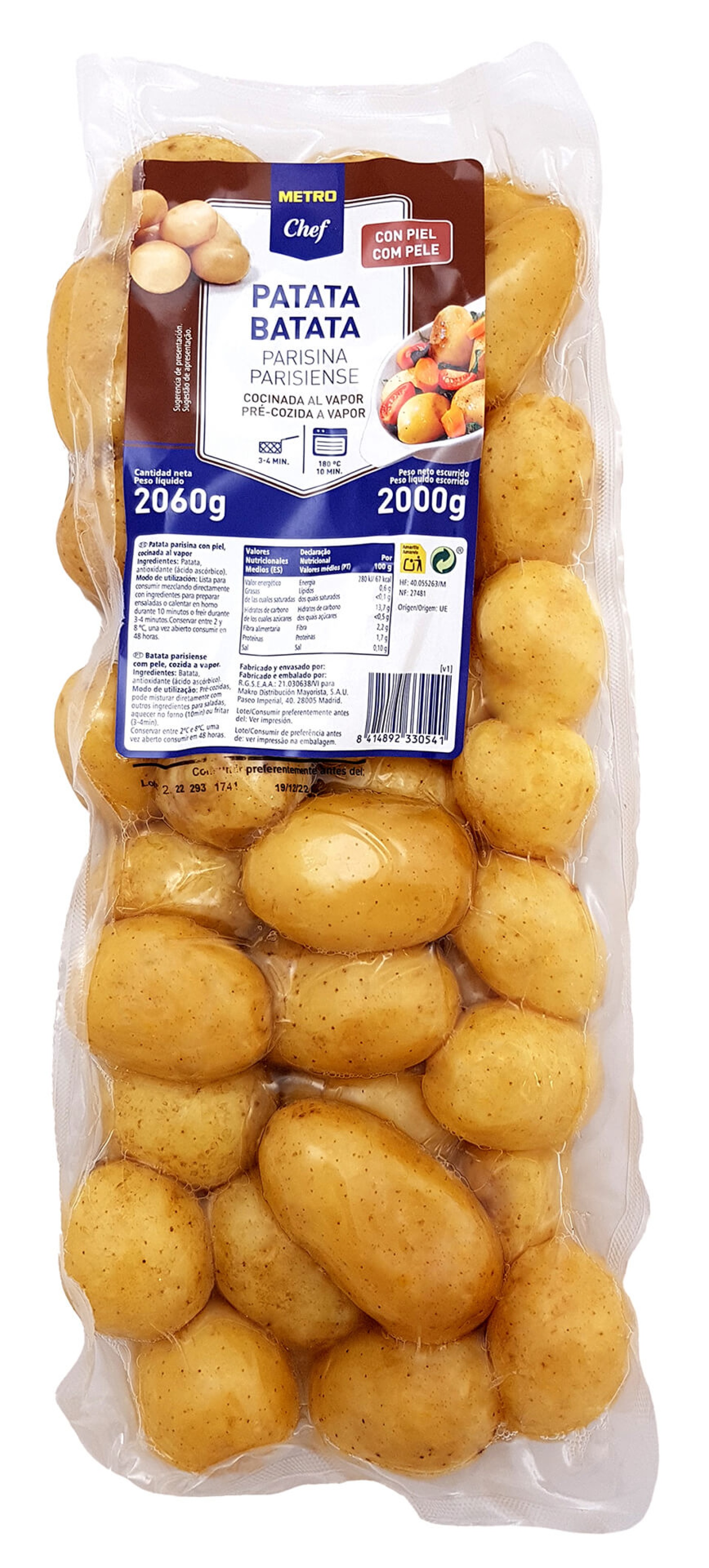 Batata Parisiense c/ Pele Pr� Cozida METRO Chef 2 kg