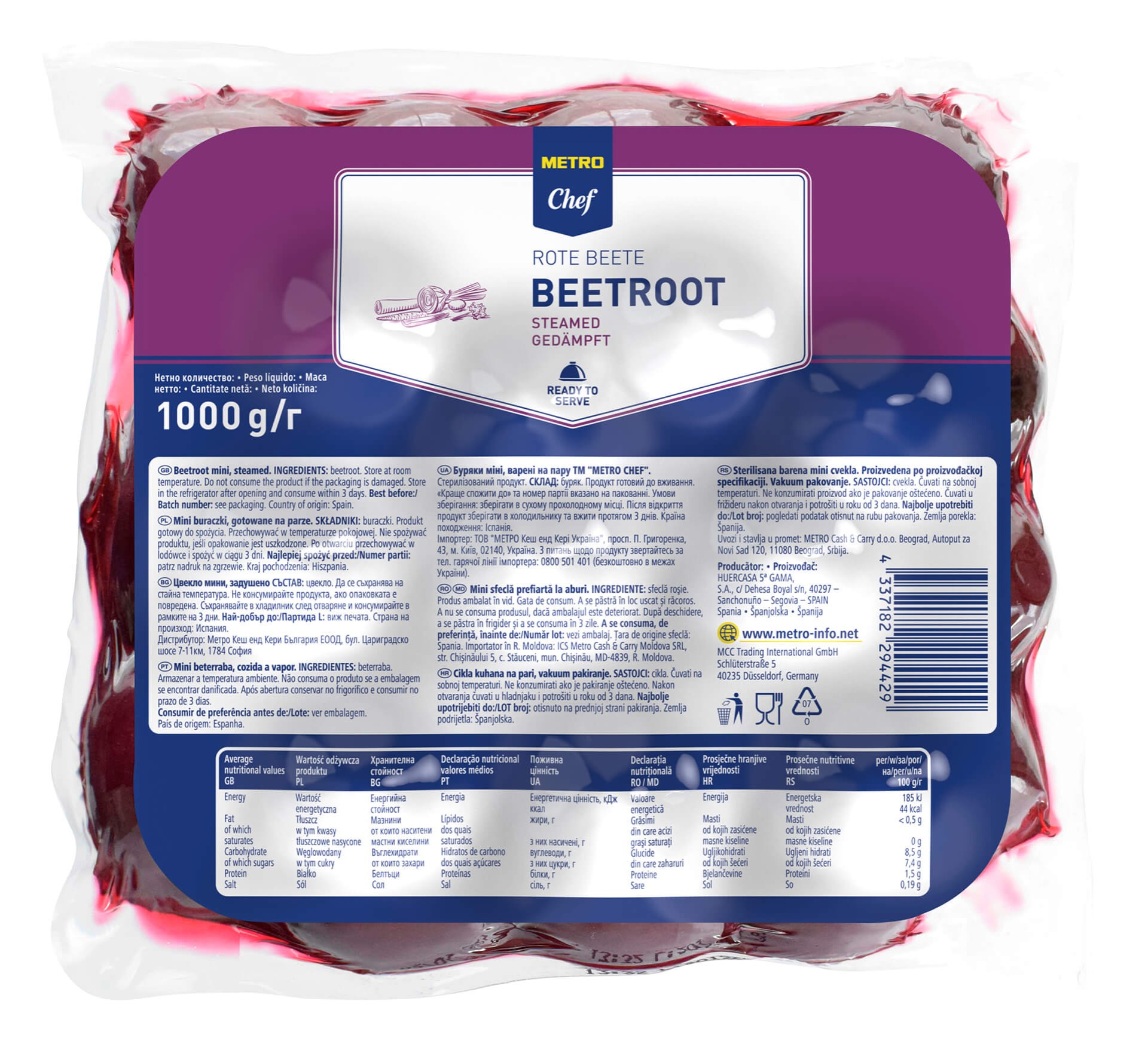 Beterraba Mini Inteira Cozida METRO Chef 1 kg