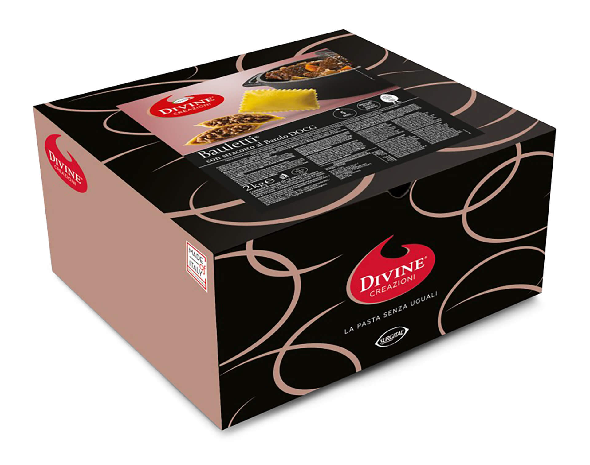 Massa Recheada Bauletti c/ Carne Vaca e Barolo DOCG Congelada Divine Cx 2 kg Massa Recheada Bauletti c/ Carne Vaca e Barolo DOCG Congelada Divine Cx 2 kg