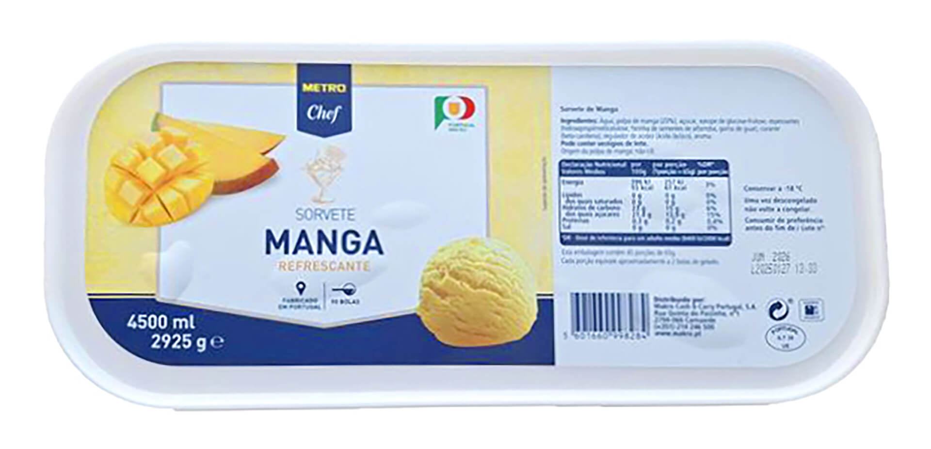 Sorbet Manga Congelado METRO Chef 4,5 l