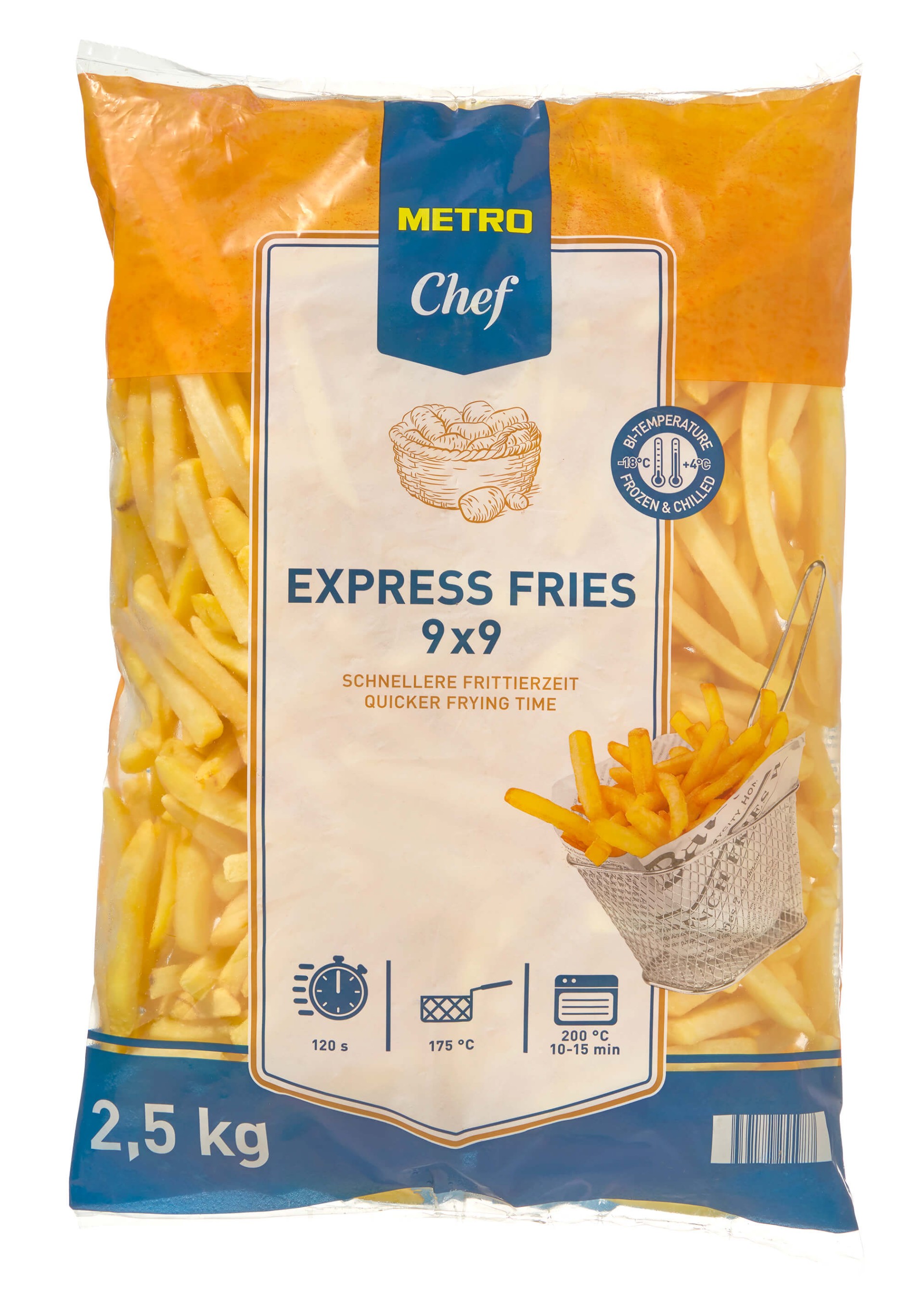Batata Palito Express 9/9 Congelada METRO Chef 4x2,5 kg
