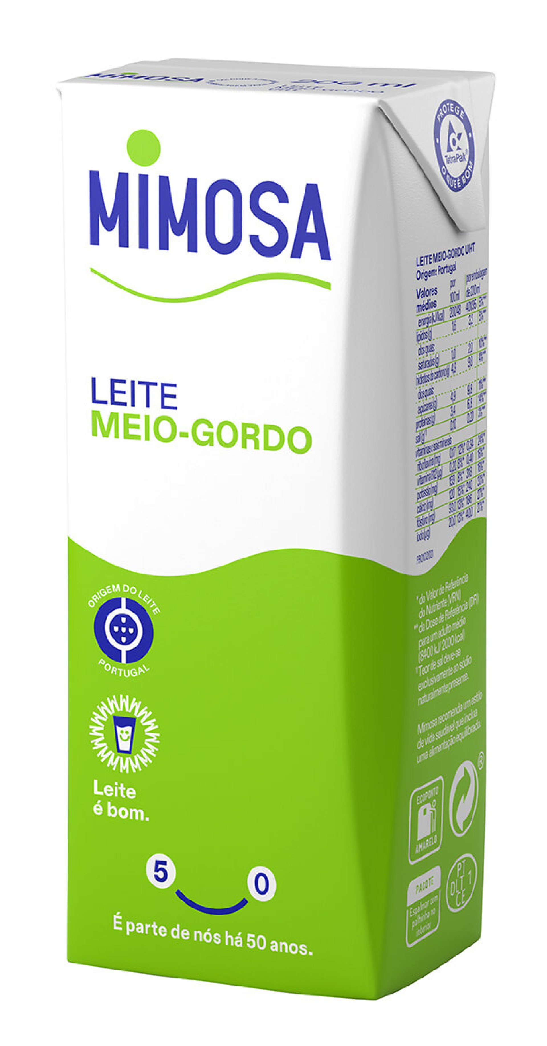 Leite UHT Meio Gordo Mimosa 32x200 ml Leite UHT Meio Gordo Mimosa 32x200 ml
